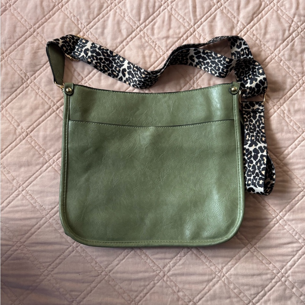 Green Women's Bag with Patterned Strap